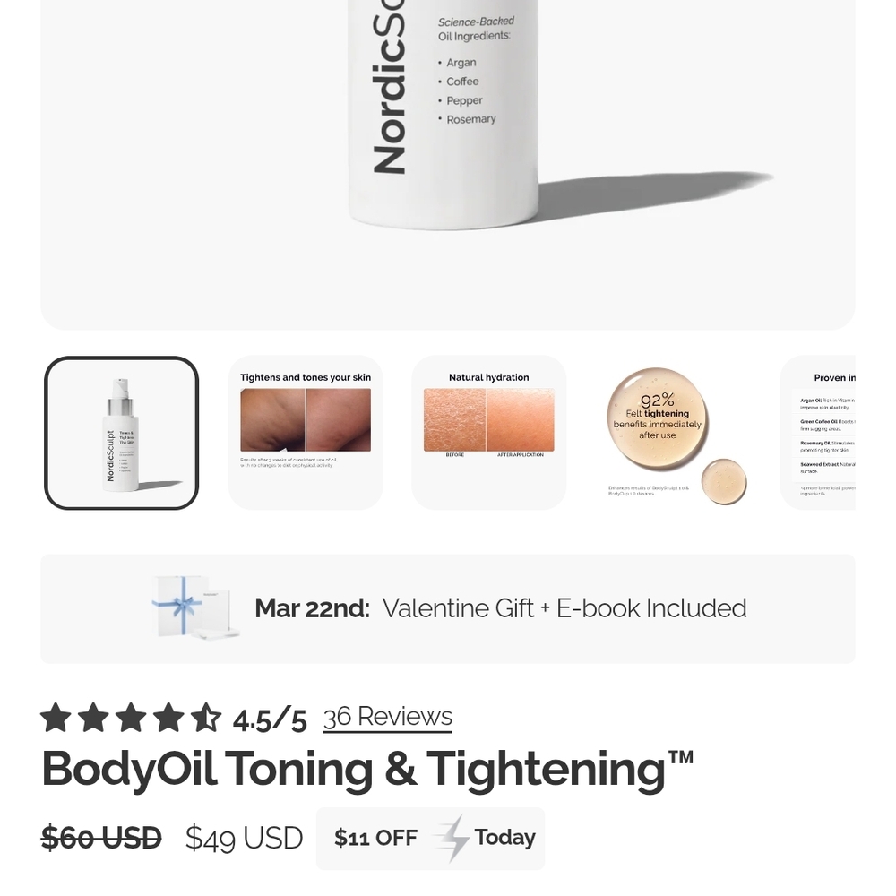 White Body Oil Toning & Tightening